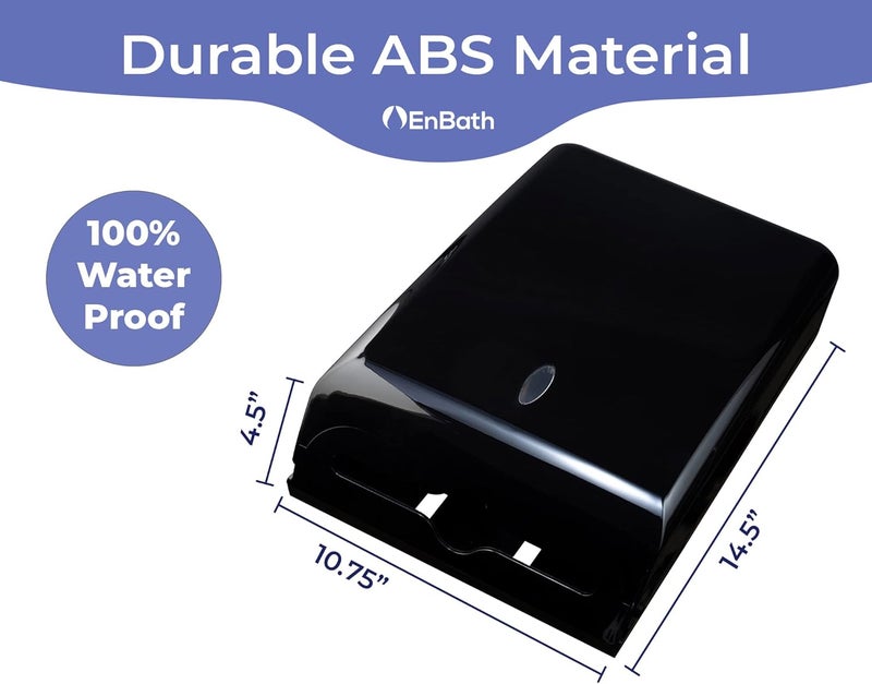 EnBath Commercial Paper Towel Dispenser Wall Mount, Holds 500 Multifold, Trifold, Z Fold, C Fold Hand Towels for Bathroom/Restroom, Office, Shop, or Home (Black) - Image 5
